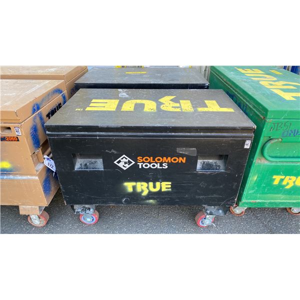 SOLOMON TOOLS BLACK METAL MOBILE JOB BOX APPROX 42"L X 25"D X 32"H