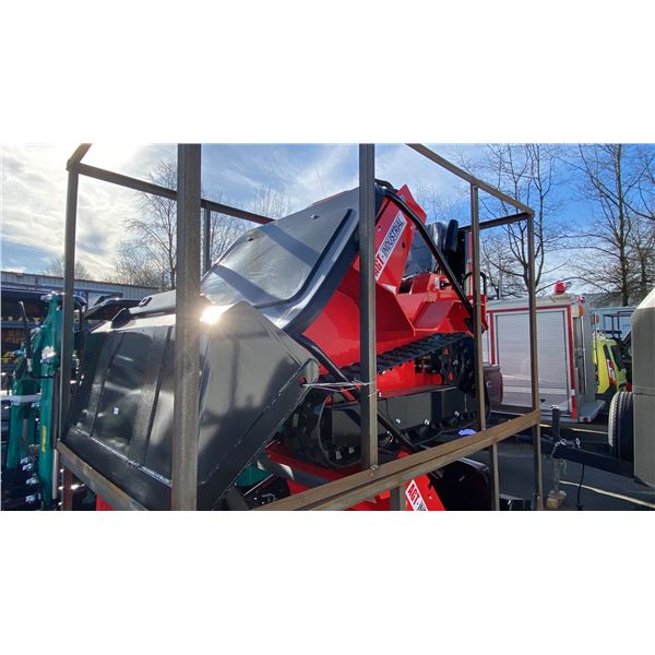 AGT INDUSTRIAL SDA-140T RED GAS POWERED PNEUMATIC TIRE RIDE ON MINI SKID STEER WITH ATTACHED 44"W