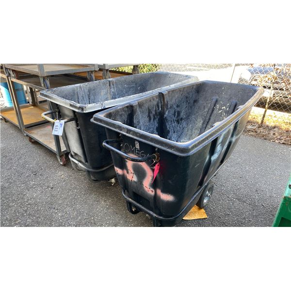 2 PLASTIC INDUSTRIAL MOBILE DUMPING GARBAGE BIN