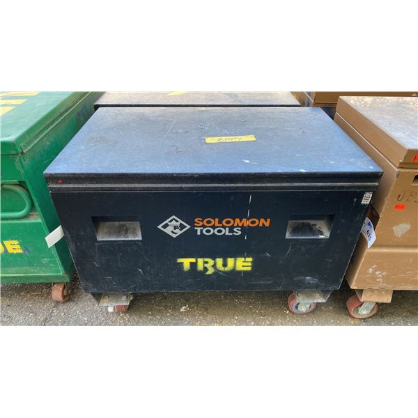 SOLOMON TOOLS BLACK METAL MOBILE JOB BOX APPROX 42"L X 25"D X 32"H
