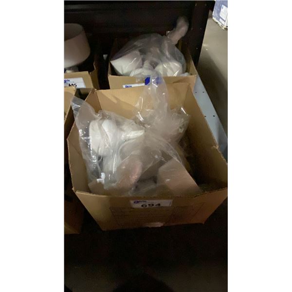 2 BOXES OF WHITE PORCELAIN LABORATORY STRAINER FUNNELS