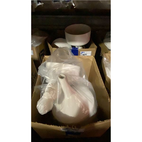 2 BOXES OF WHITE PORCELAIN LABORATORY STRAINER FUNNELS