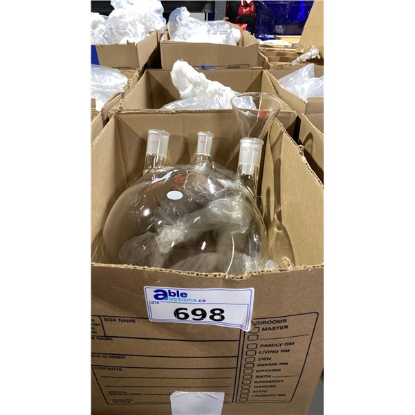 2 LARGE LABORATORY ROUND BOTTOM GLASS FLASKS