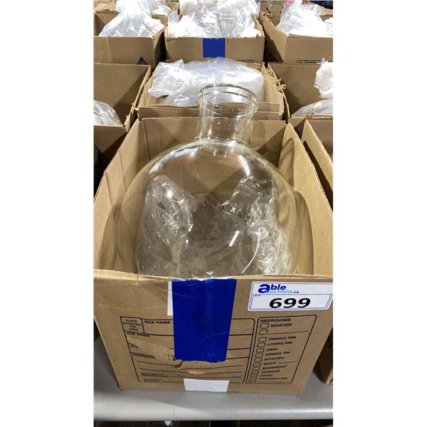 2 LARGE LABORATORY ROUND BOTTOM GLASS FLASKS