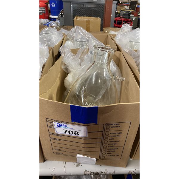 4 LARGE LABORATORY GLASS FLAT BOTTOM FLASKS