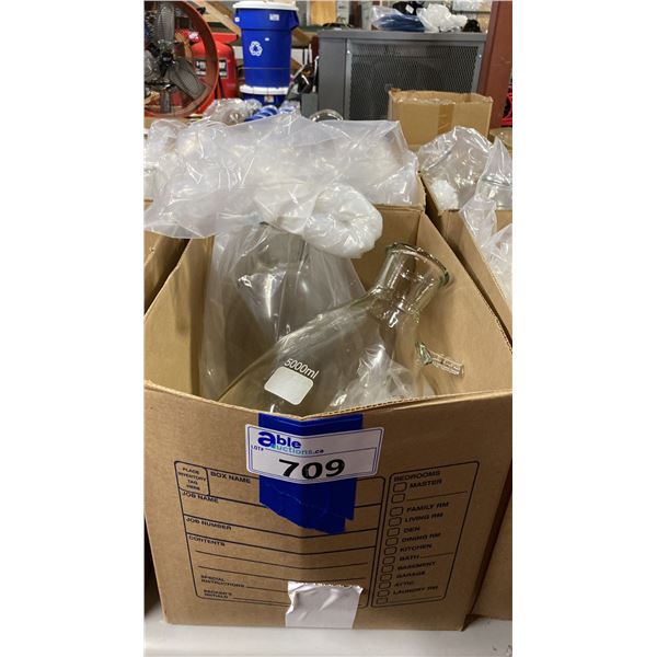 4 LARGE LABORATORY GLASS FLAT BOTTOM FLASKS