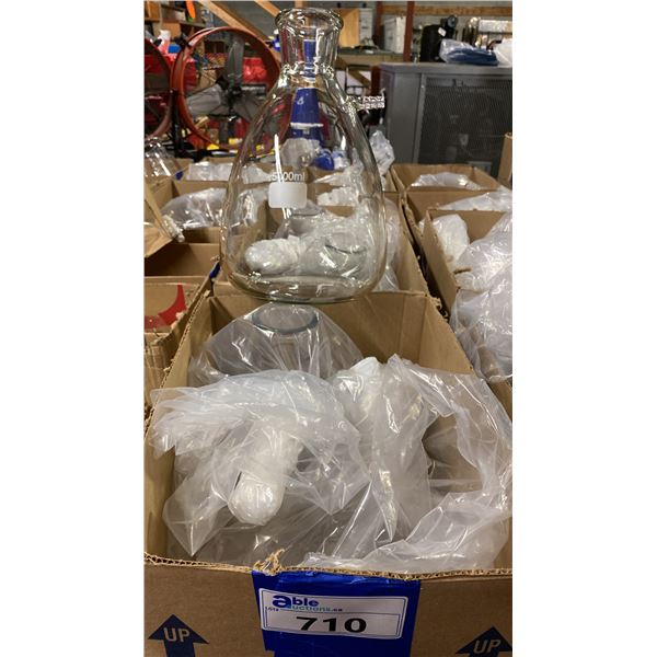 4 LARGE LABORATORY GLASS FLAT BOTTOM FLASKS