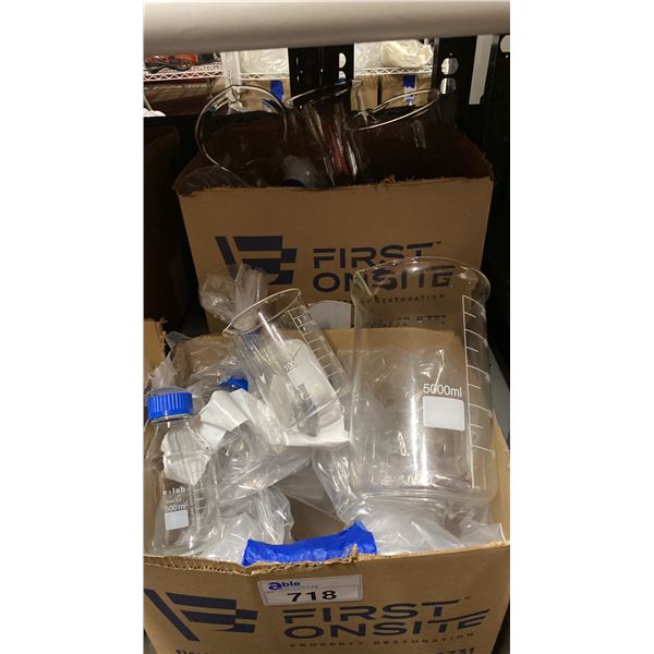 2 BOXES OF ASSORTED LABORATORY GLASSWARE