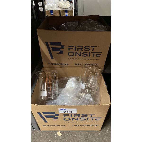 2 BOXES OF ASSORTED LABORATORY GLASSWARE