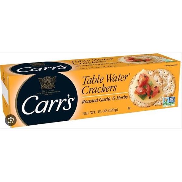 Carr’s Table Water Roasted Garlic & Herb Crackers, 12 x 125 g Packs