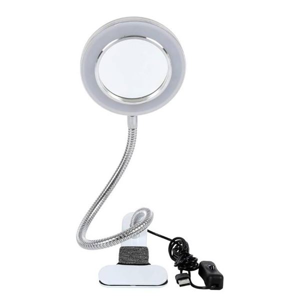 Lighting LED 8X Magnifying Lamp with Clamp 360° Flexible Gooseneck, Magnifying Glass LED Desk Lamp w