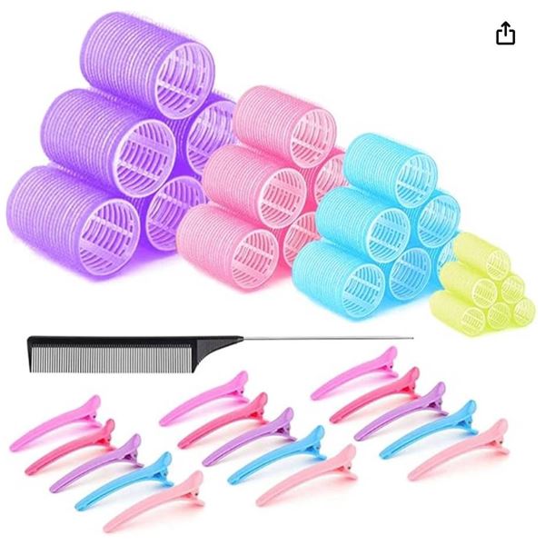 40PCS Hair Curlers Rollers Set, Self Grip Hair Curlers With 4 Sizes Salon Hair Rollers with Duckbill