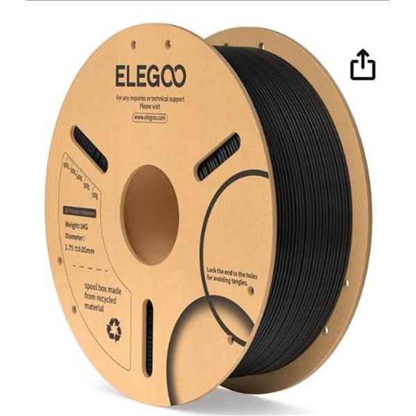 ELEGOO 1.75mm PLA 3D Printer Filament, 1kg Spool, Galaxy Black