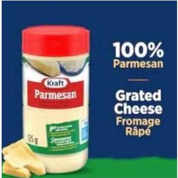 3 Kraft Parmesan Grated Cheese Containers, 125g Each