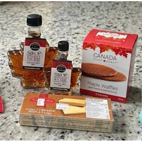 Maple Syrup, Maple Fudge, and Maple Waffles Lot, Product of Canada