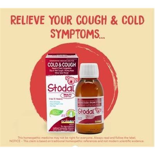 Boiron Stodal Multi-Symptom 1 to 11 Years Cold & Cough Syrup, 125 ml (Pack of 2)