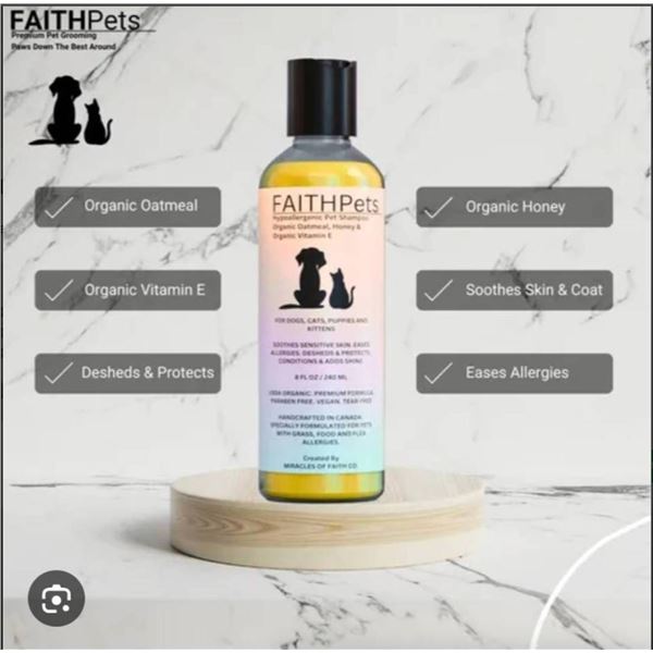 Lot of 2 – FaithPets Hypoallergenic Pet Shampoo With Organic Oatmeal, Honey, and Vitamin E