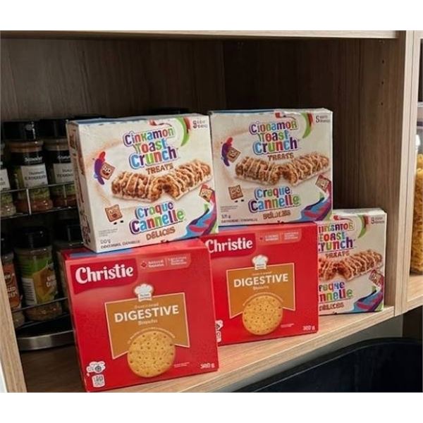 Lot of Christie Digestive Biscuits and Cinnamon Toast Crunch Treats