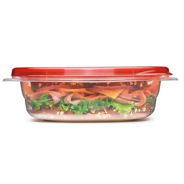Rubbermaid TakeAlongs 2.9-Cup Square Food Storage Containers, 4-Pack, Chili Red