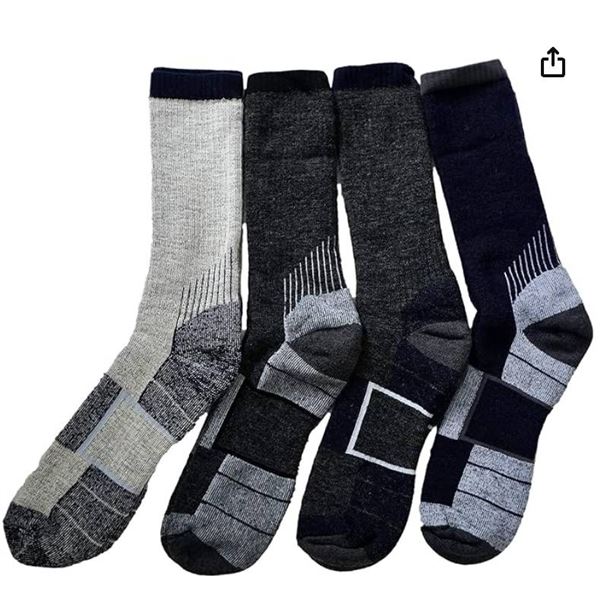 Lot of 4 Pairs Dark Gray and Black Socks with Striped Design