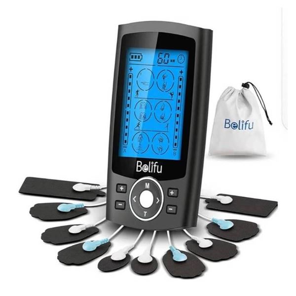 Belifu Dual Channel TENS EMS Unit Muscle Stimulator with Pads and Accessories