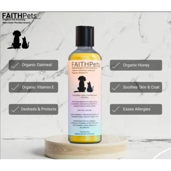 FaithPets Hypoallergenic Pet Shampoo With Organic Oatmeal, Honey, and Vitamin E