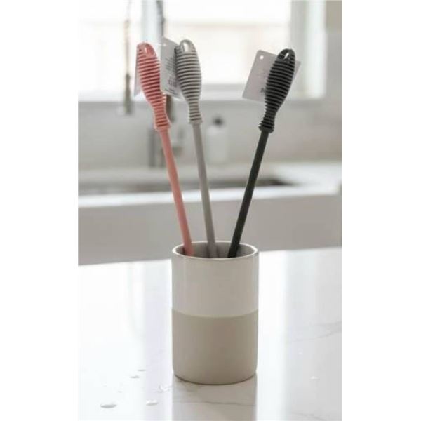 Set of 3 – Krumbs Silicone Bottle Brushes in Pink, Gray, and Black