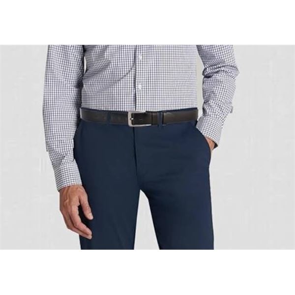 Roots Black Leather Belt M/M 32-34 With Silver-Tone Buckle