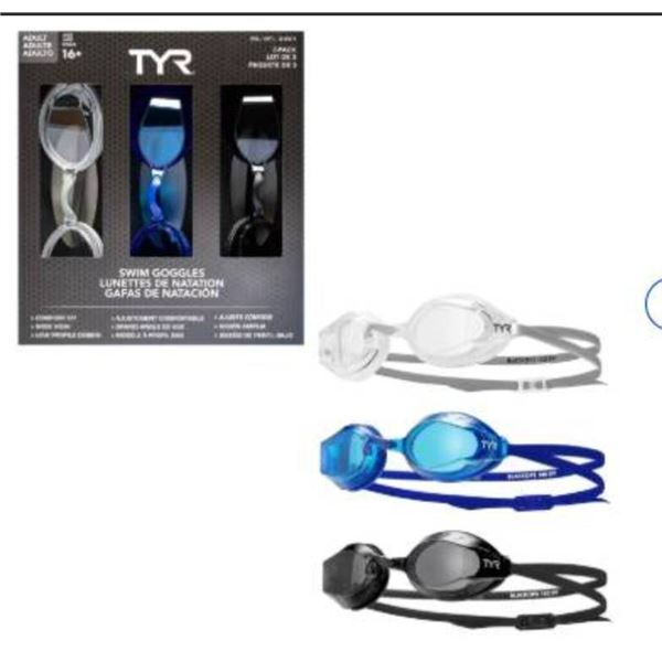 TYR Swim Goggles 3-Pack, Adult Age 16+