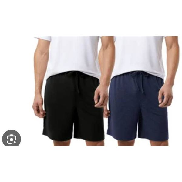 32 Degrees Heat Men’s 2-Pack Lounge Shorts in Black/Blue, Size S/P