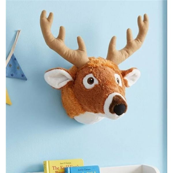 Plush Deer Head with Antlers Decorative Toy