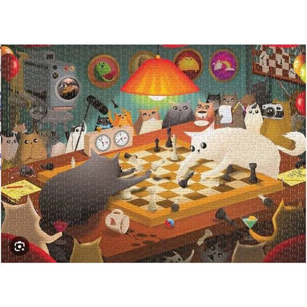 Exploding Kittens Cats Playing Chess 1000-Piece Puzzle