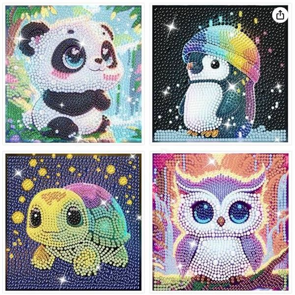 4 Pack Diamond Painting For Kids, Diamond Gem Art Kits For Kids