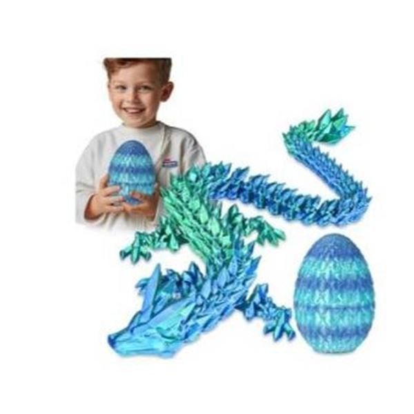 Dragon Egg with Dragon Figurine Inside in Green and Blue 3D Printed Design