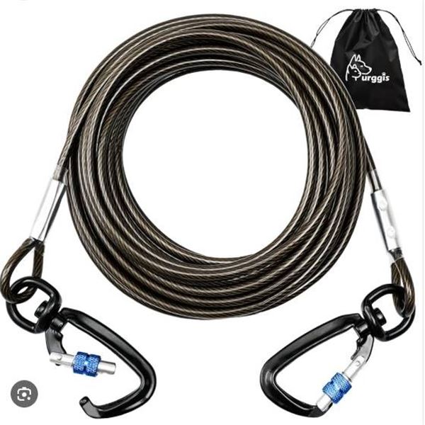 Urggis Dog Tie Out Cable,15FT Dog Run Cable for Yard and Camping