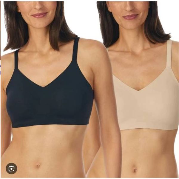 Halston 2-Pack Seamless Bras, Size M/M, Beige and Black
