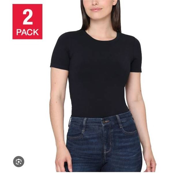 Tahari Smooth Seamless T-Shirt, L/G, 2-Pack, 92 Percent Nylon, 8 Percent Spandex