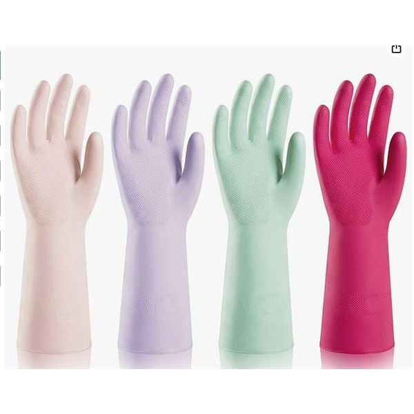 ThxToms 4 Pairs Latex Kitchen Dishwashing Gloves in Assorted Colors