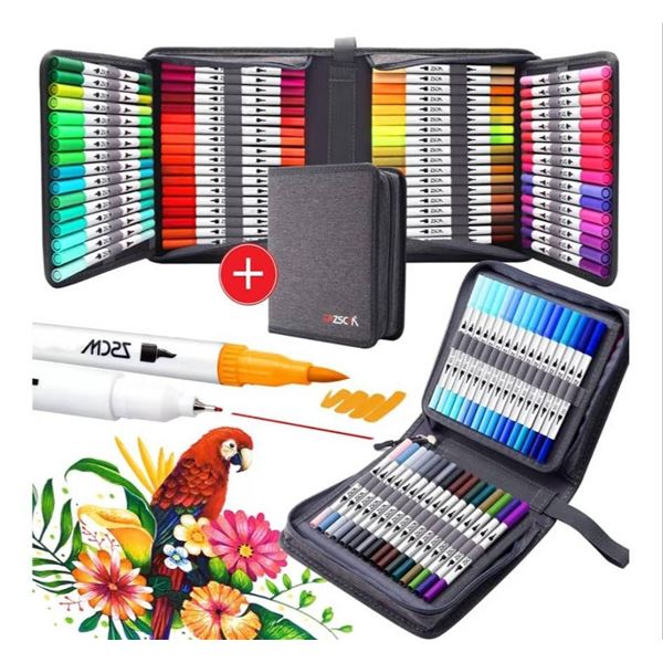 ZSCM 100 Colors Duo Brush Markers Art Pens Set with Fine and Brush Tips