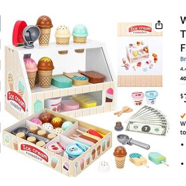 ZieFuns Ice Cream Counter Toy Set for Ages 3+