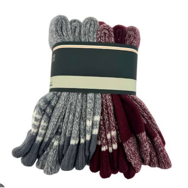 Roots Women’s Cozy Socks, Sizes 4-10, Gray and Red