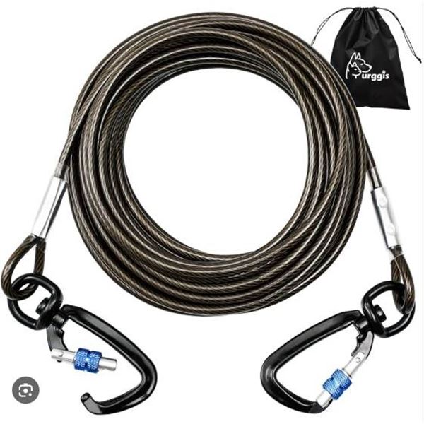 Dog Tie Out Cable,15FT Dog Run Cable for Yard and Camping