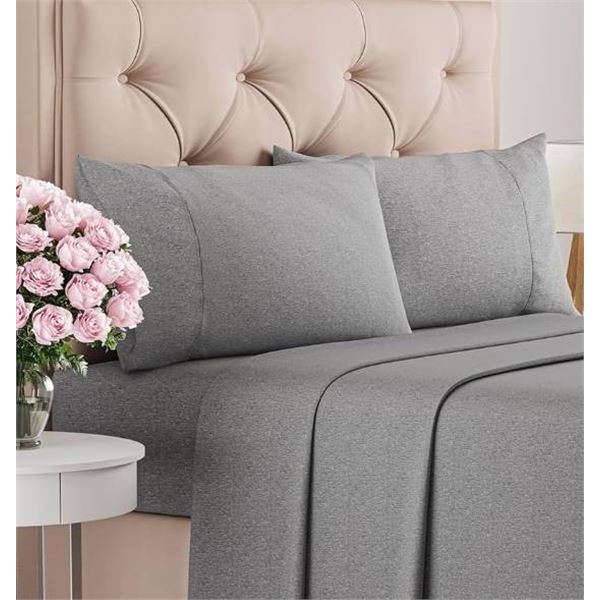 CGK Linens 4-Piece Queen Microfiber Sheet Set, Heathered Grey