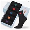 Image 1 : 5 Pairs of Black Socks With Colored Heart Designs