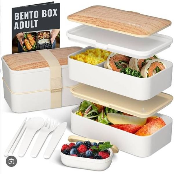 Bentgo Premium Bento Lunch Box – 2 Layers, 40 fl oz (1200 ml), Bright Light White