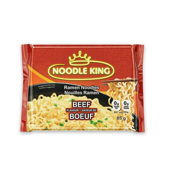Noodle King Instant Ramen Noodles, Beef Flavor, 24 Packs x 85 g