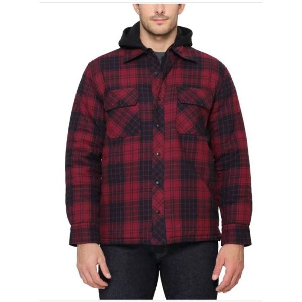The B.C. Clothing Co. Men’s Quilted Flannel Overshirt With Hood Size Small