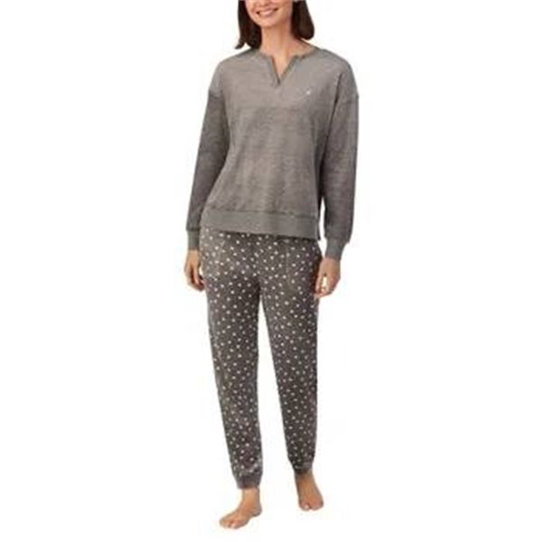Nautica Women’s Henley Silky Fleece Pyjama Set Size Large