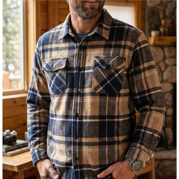 Dakine XL Plaid Shirt in Beige and Blue