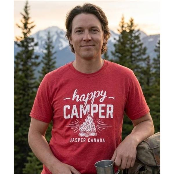 Alstyle Heavyweight T-Shirt Jasper Canada Happy Camper Design, Size L/GG